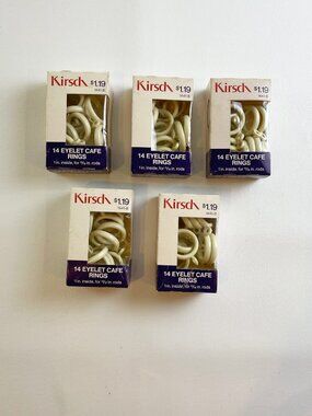 Kirsch 70 Eyelet Cafe Rings for 13/16 inch rods White Off White (5 Boxes of 14)
